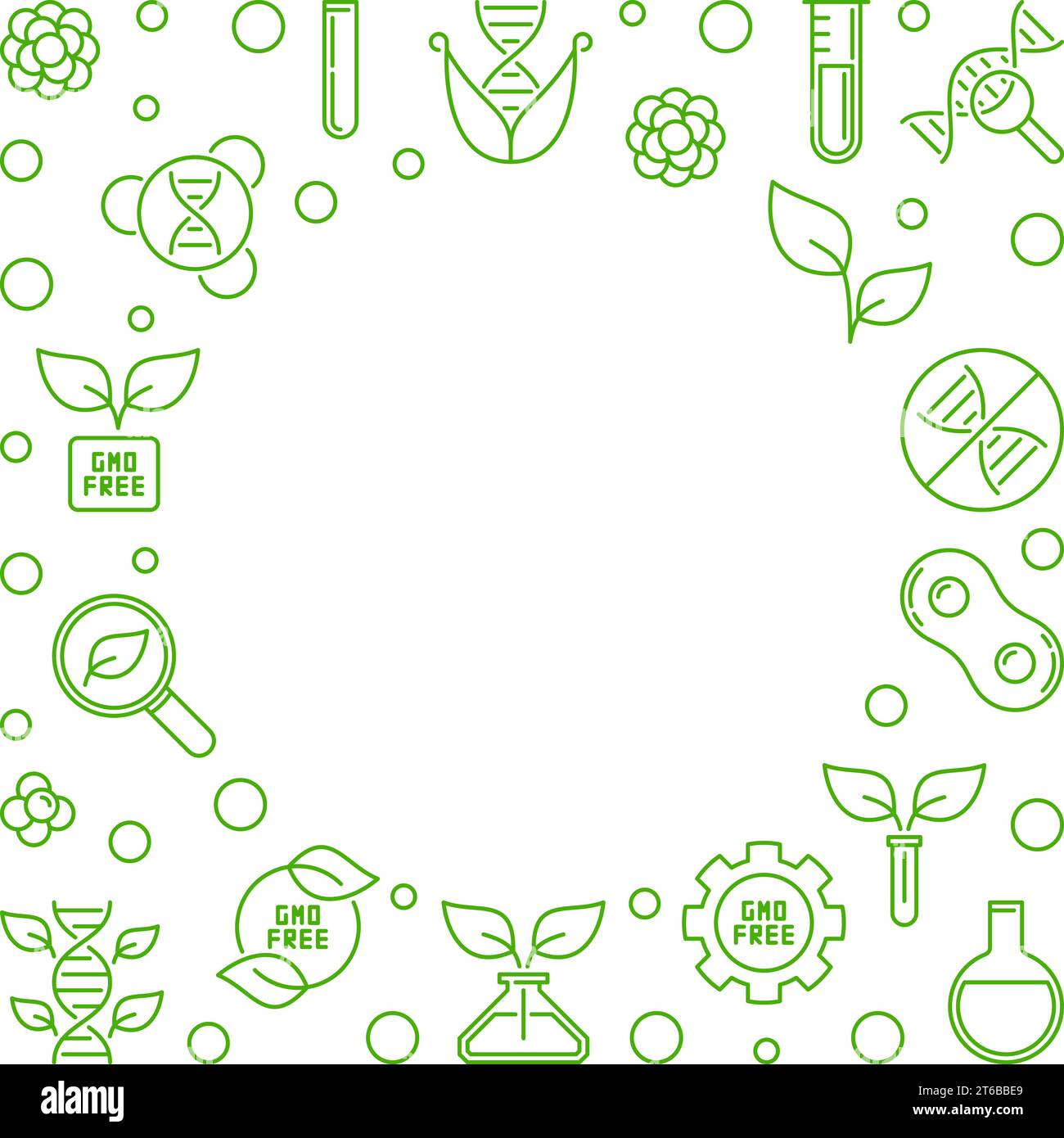 GMO-freier Vektor grünes Konzept dünne Linie Illustration oder Rahmen Stock Vektor