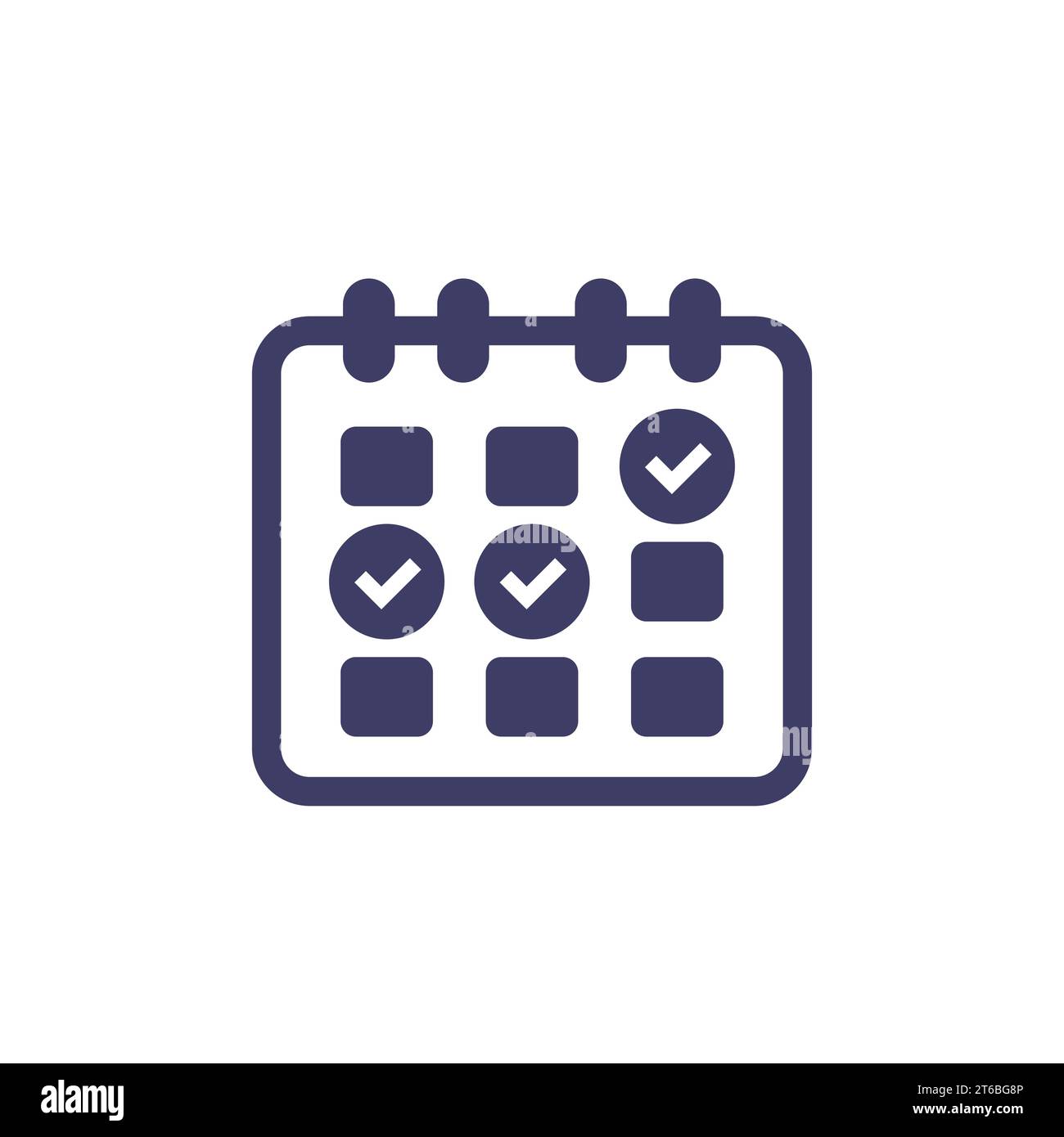 Kalender, Zeitplansymbol mit Häkchen Stock Vektor