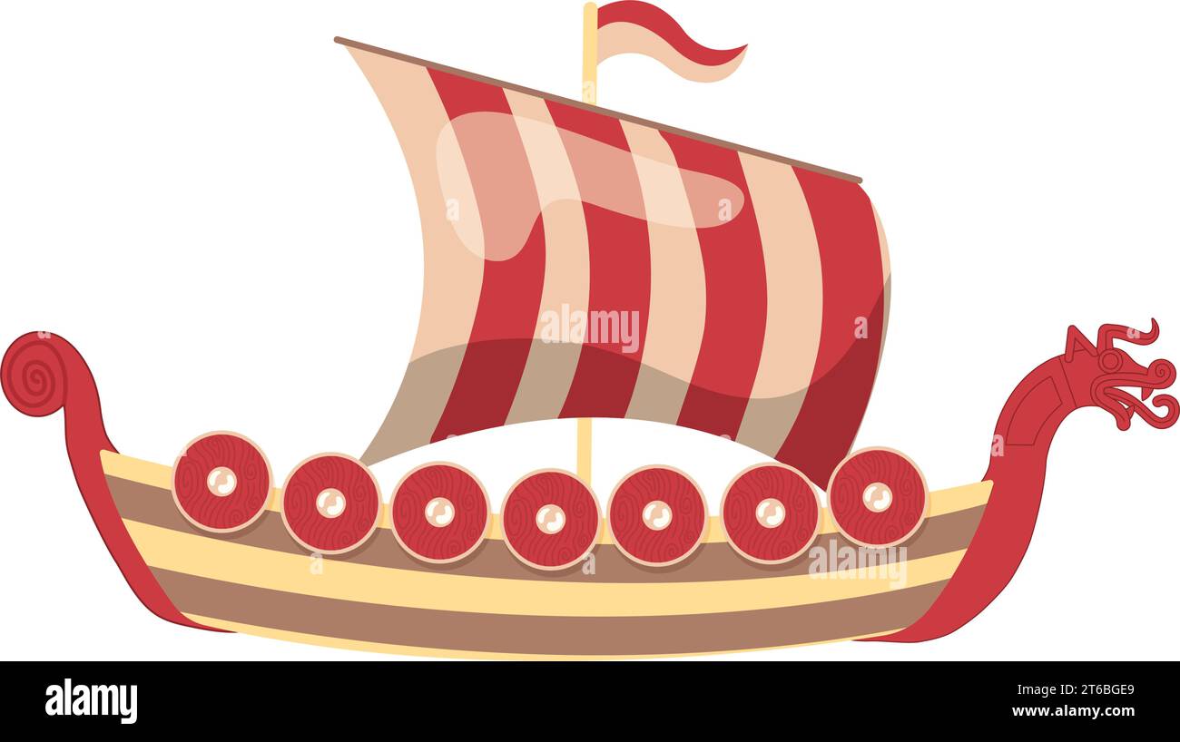 Isoliertes farbiges wikingerschiff Symbol Vektor Stock Vektor