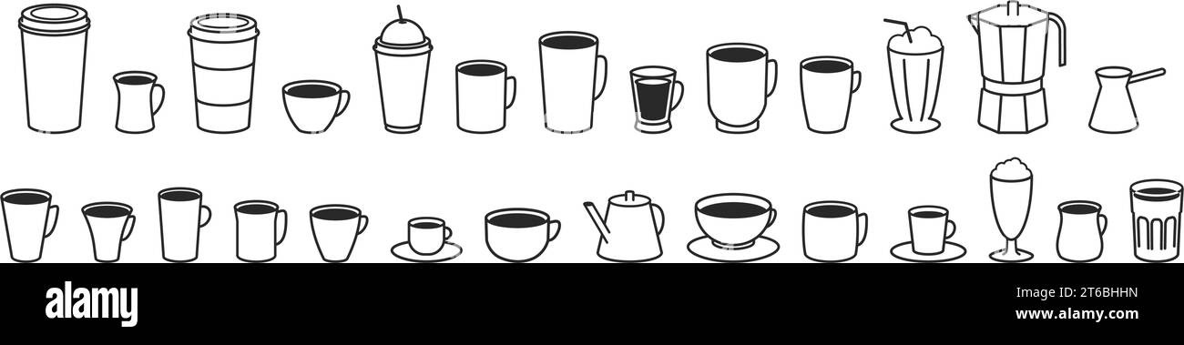 Symbole für Kaffeetassen festlegen Symbole für Kaffeetassen festlegen. Stock Vektor