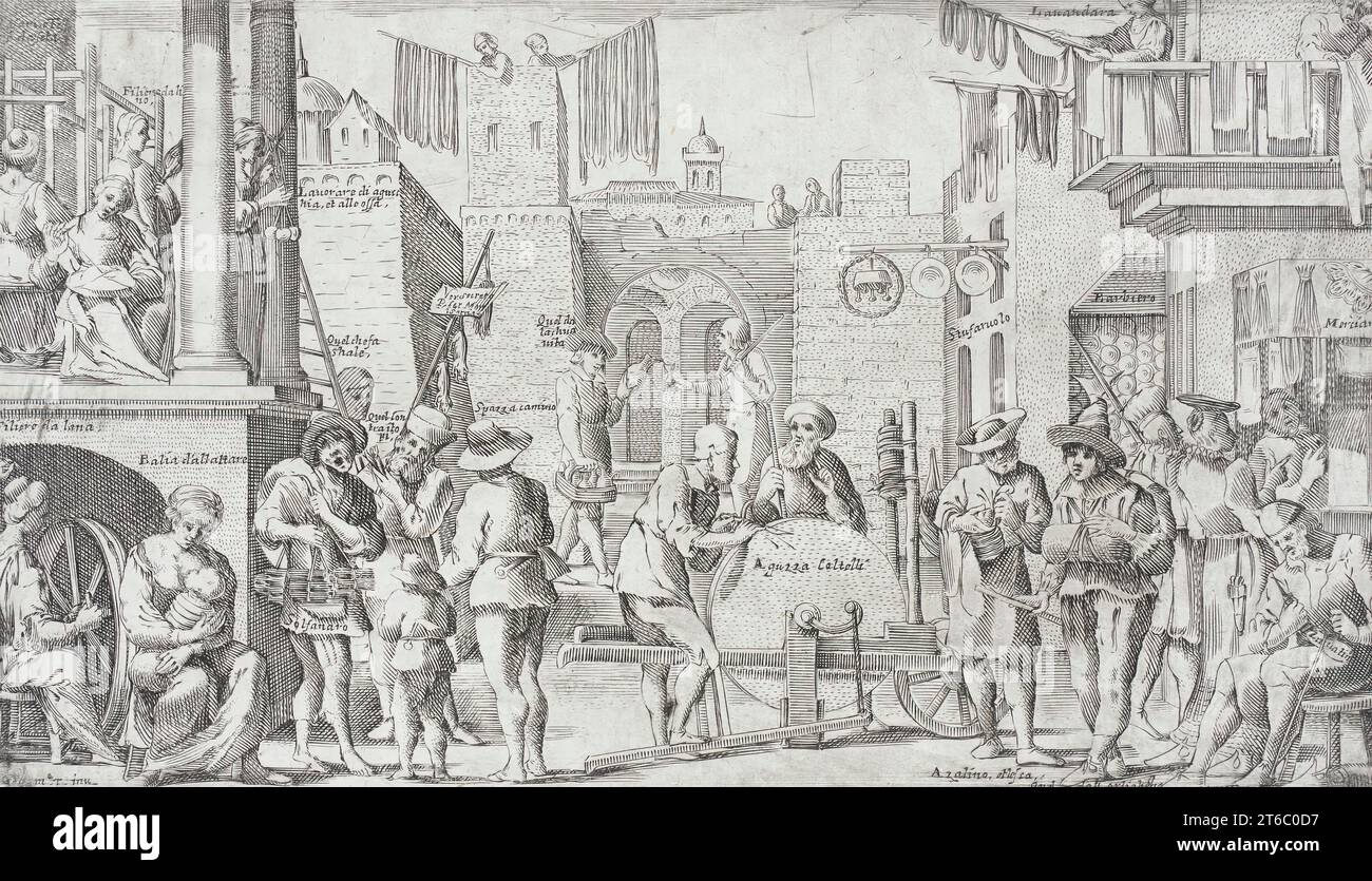 Handwerke in Bologna, 1640. Platte 4. Stockfoto