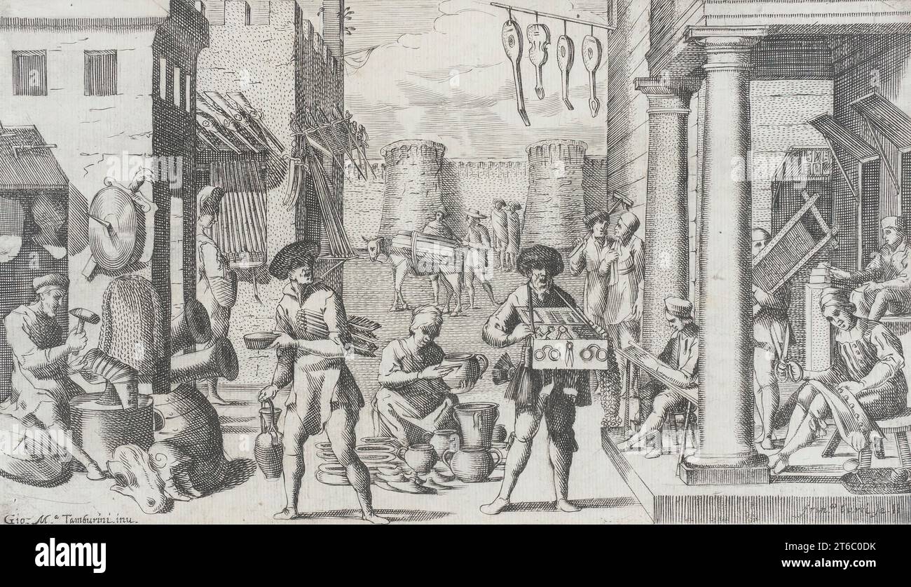 Handwerke in Bologna, 1640. Platte 10. Stockfoto