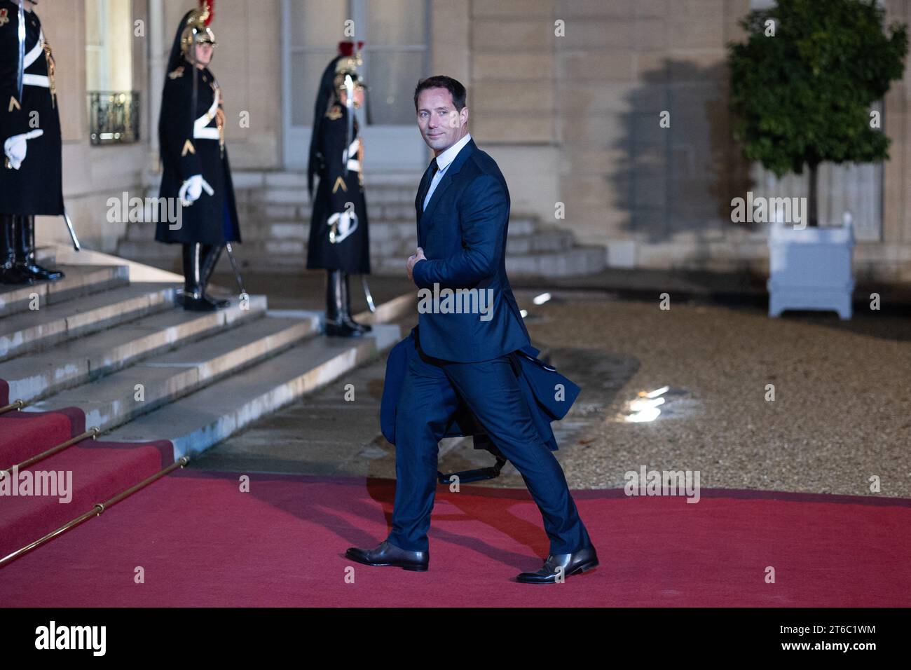 Elysee Palace in Paris am 9. November 2023. Der französische Raumfahrtingenieur, Pilot und Astronaut Thomas Pesquet trifft zu Ehren der Staats- und Regierungschefs und der Führer internationaler Organisationen, die am 6. Pariser Friedensforum teilnehmen, am 9. November 2023 im Elysee-Palast in Paris ein. Vertreter von staaten, internationalen Organisationen, Unternehmen, Entwicklungsbanken oder Nichtregierungsorganisationen werden vom 10. Bis 11. November 2023 erwartet. Die Themen dieses Jahres sind der Schutz des Planeten und der Menschen, Vertrauen und Sicherheit in den USA Stockfoto