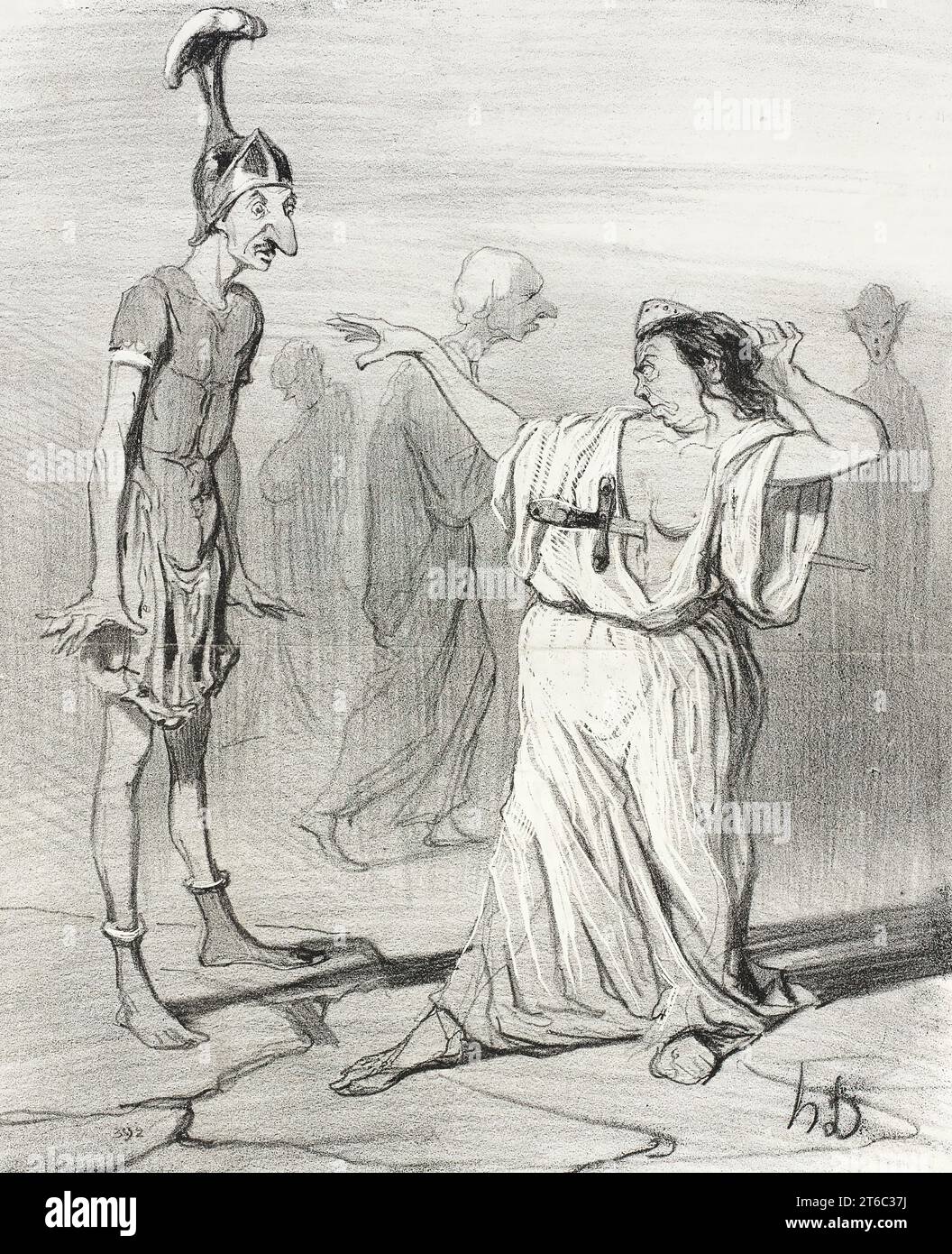 Énée aux enfers, 1842. Aeneas in Hades. Horreur! il aperçoit la femme qui l'adore, UN poignard dans le coeur et les yeux pleins d'émoi; Qui d'un geste charmant que la pudeur déCore, Lui dit: cher bien aimé, je me fiche de toi! (Schrecken! Er sieht die Frau, die ihn anbetet, Einen Dolch in ihrem Herzen und in ihren Augen voller Emotionen; die mit einer charmanten Geste, die Bescheidenheit schmückt, zu ihm sagt: "Lieber Geliebter, ich kümmere mich nicht um dich!" Aeneid übersetzt von M. Trognon. Von L'Histoire ancienne. Stockfoto Énée aux enfers, 1842. Aeneas in Hades. Horreur! il aperçoit la femme qui l'adore, UN poignard dans le coeur et les yeux pleins d'émoi; Qui d'un geste charmant que la pudeur déCore, Lui dit: cher bien aimé, je me fiche de toi! (Schrecken! Er sieht die Frau, die ihn anbetet, Einen Dolch in ihrem Herzen und in ihren Augen voller Emotionen; die mit einer charmanten Geste, die Bescheidenheit schmückt, zu ihm sagt: "Lieber Geliebter, ich kümmere mich nicht um dich!" Aeneid übersetzt von M. Trognon. Von L'Histoire ancienne. Stockfoto