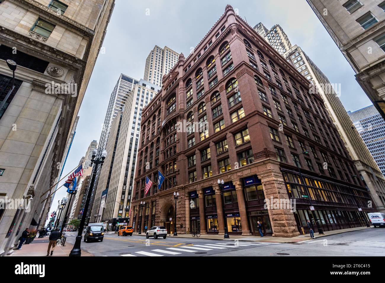 Rookery Building aus dem Jahr 1888 in Downtown Chicago, Illinois, USA