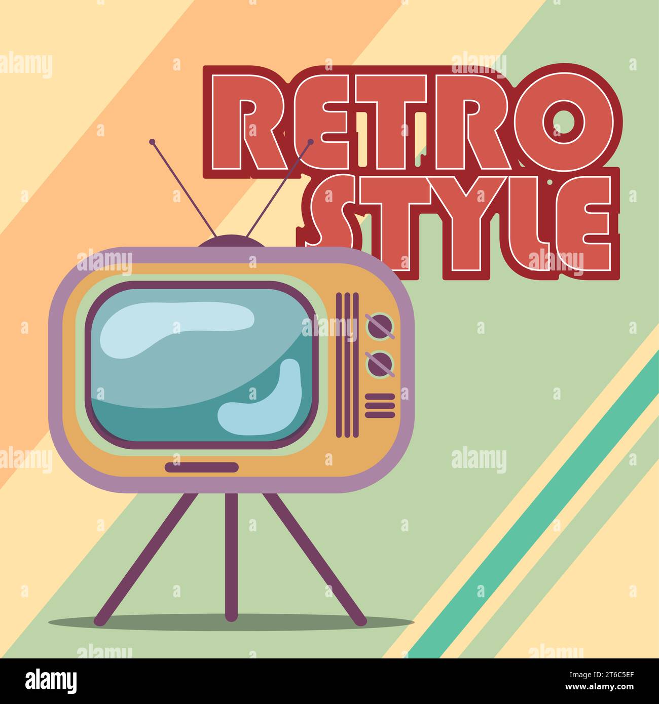 Retro und nostalgischer Hintergrund mit Fernsehgerät Vector Stock Vektor