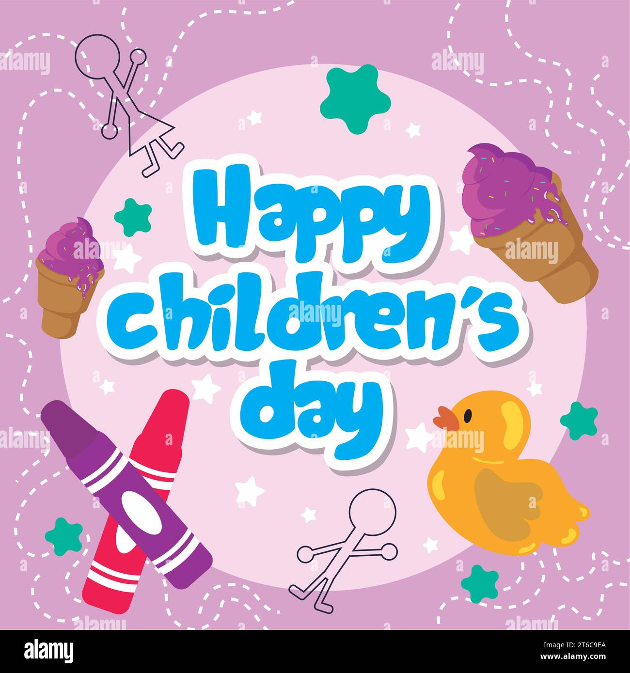 Happy Children Day Hintergrund mit Spielzeug Vektor Stock Vektor