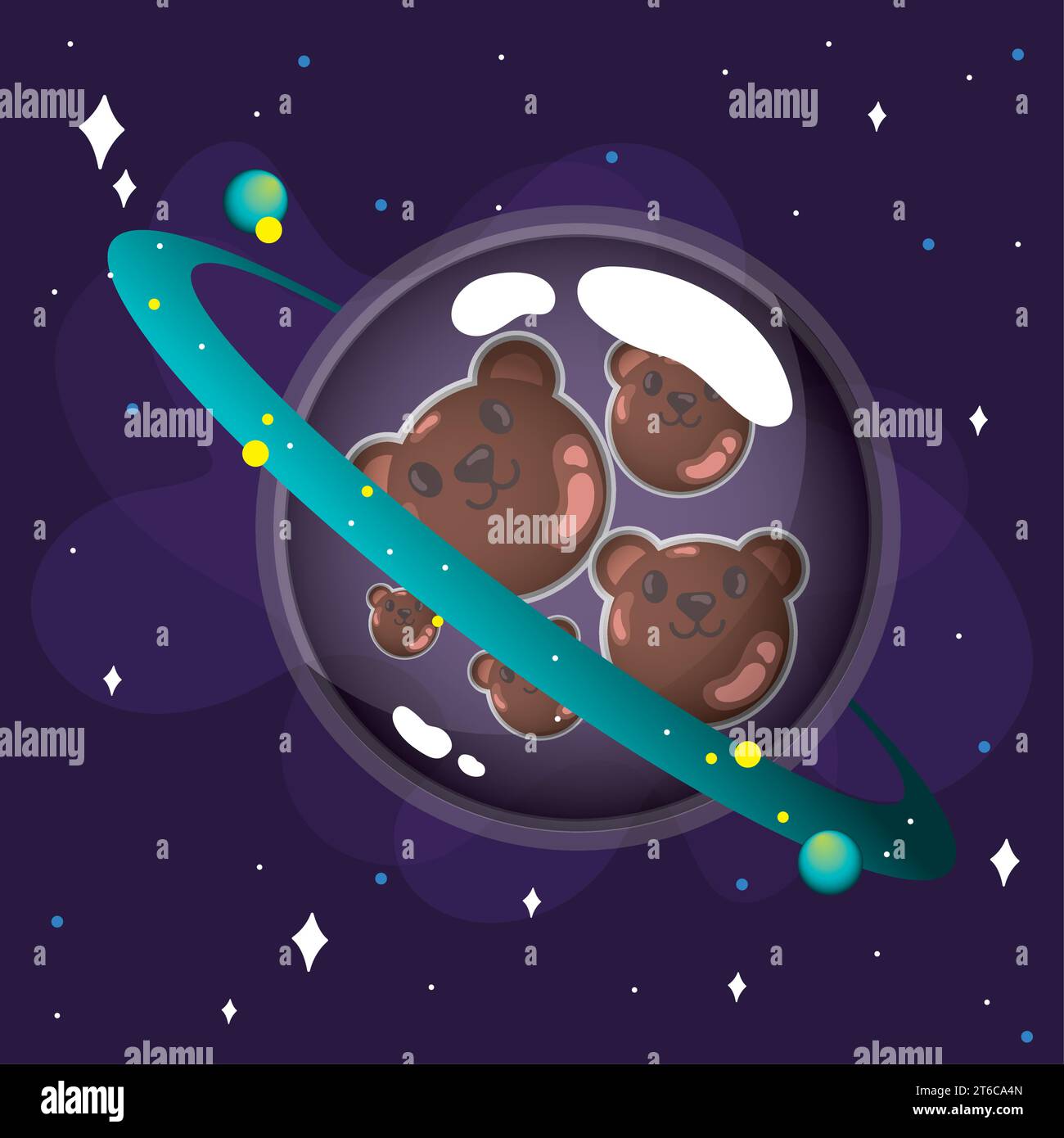 Isoliertes abstraktes Planett mit Gummibären Kosmischer Stern Vektor Stock Vektor