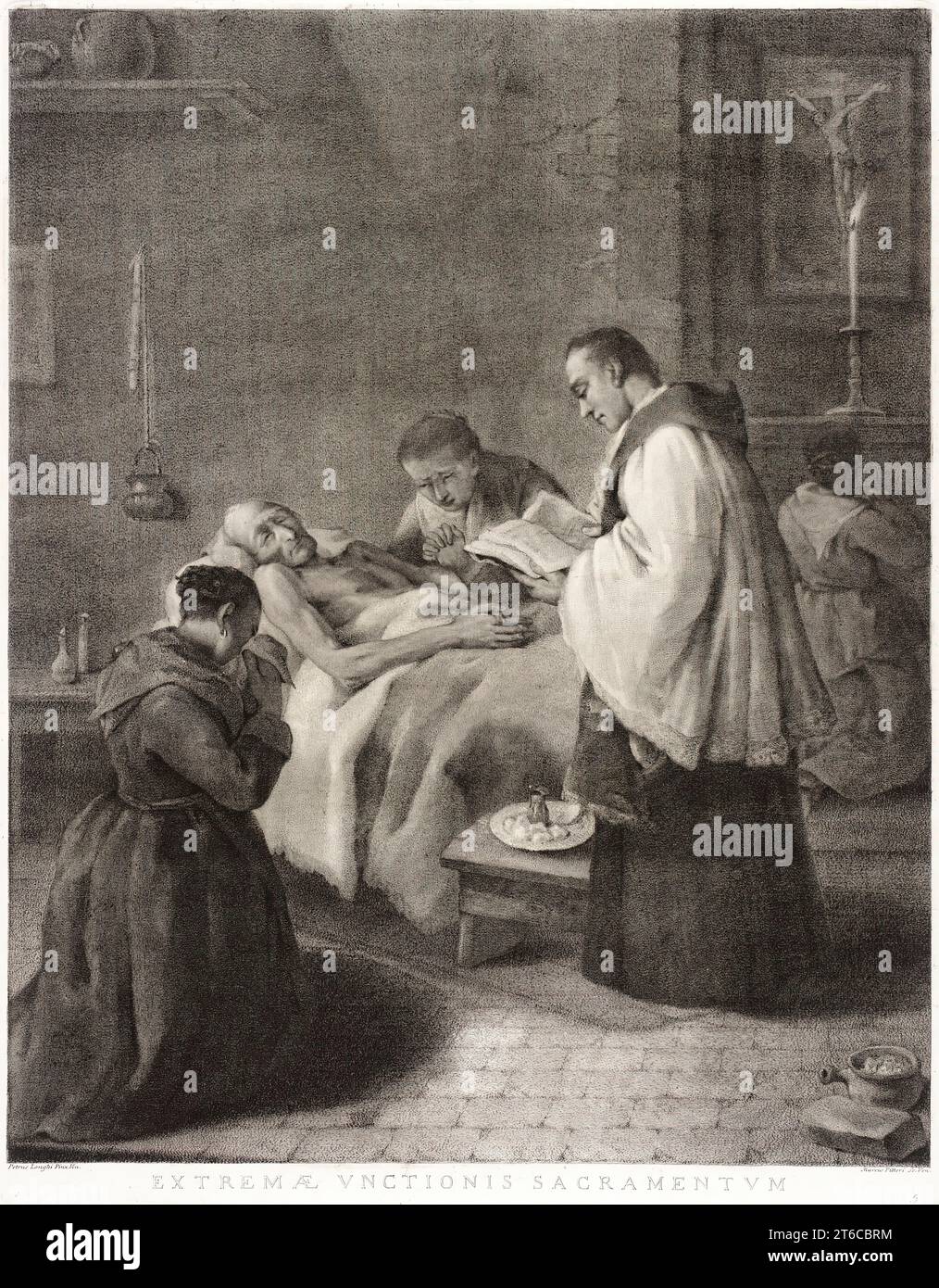 Extreme Unction, c1755. Von den sieben Sakramenten, Platte 5. Stockfoto