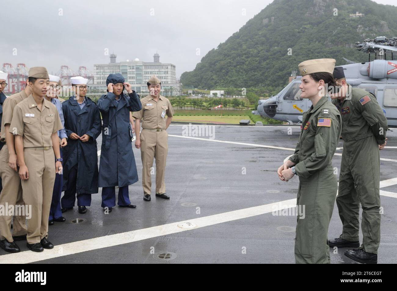 USS Blue Ridge besucht Busan 140814 Stockfoto