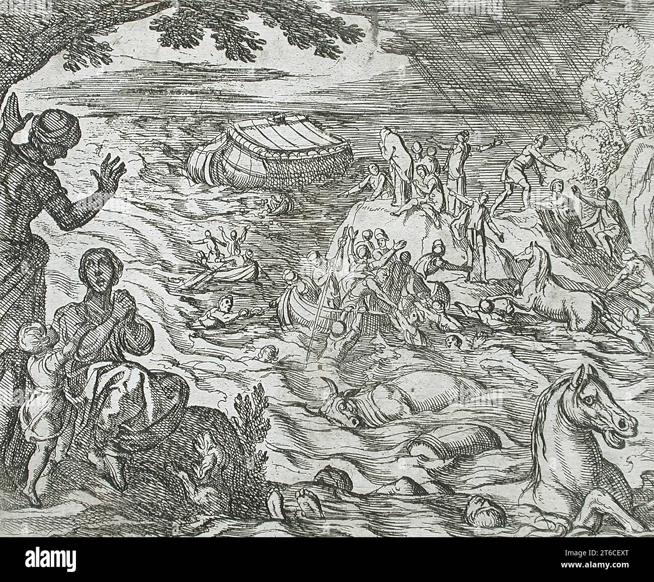 The Flood, veröffentlicht 1606. Aus den Metamorphosen von Ovid, pl. 7. Stockfoto
