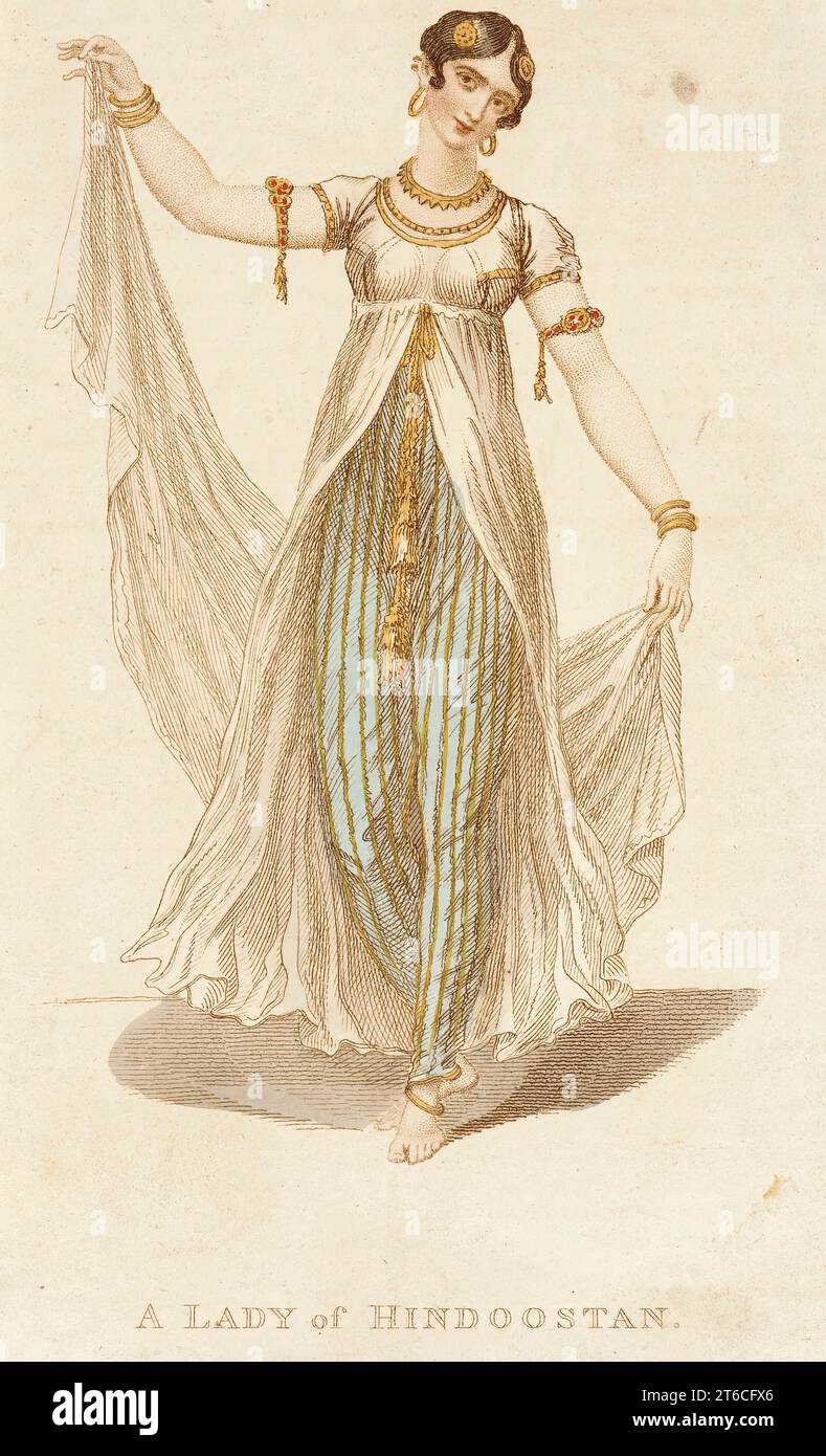 Fashion Plate (A Lady of Hindoostan), 1809. Von Le Beau Monde: Stockfoto