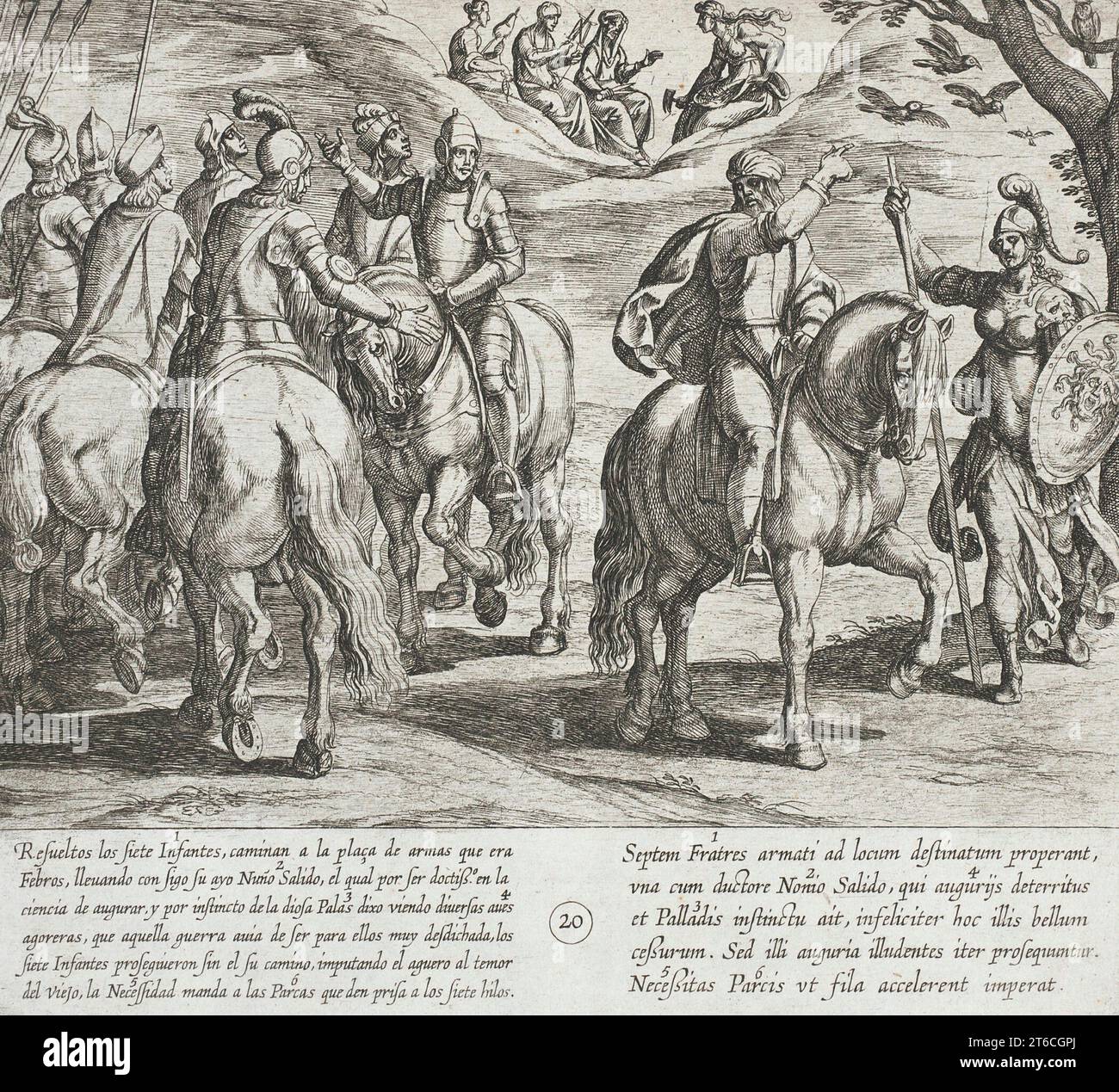 Nu&#xf1;o Salido, Tutor der Infanten, sieht in This war, 1612 böse Vorzeichen für sie. Serie: Die Geschichte der sieben Söhne von Lara, pl. 20. Stockfoto