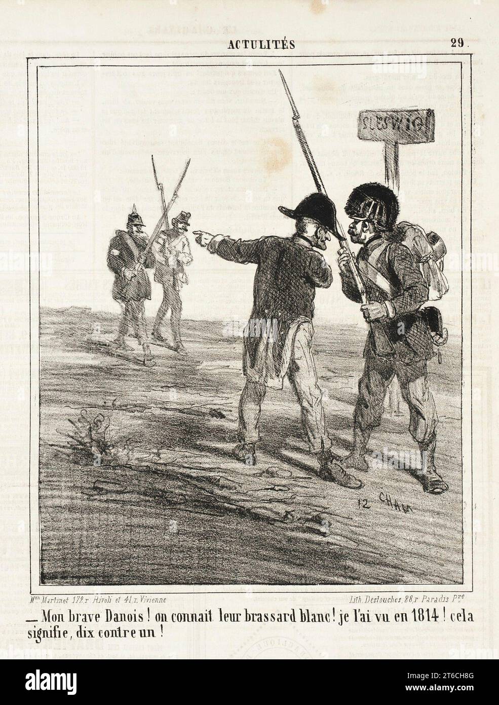 Mon Brave Danois! Uber connait leur Brassard blanc. Je l'ai vu en 1814! Cela signifie dix contre un!, 1864. Serie: Actualit&#xe9;s; Periodikum: Le Charivari, Montag, 15. Februar 1864. Mein tapferer Danois! Wir kennen ihre weißen Armbänder. Ich habe es 1814 gesehen! Das bedeutet zehn zu eins! Stockfoto