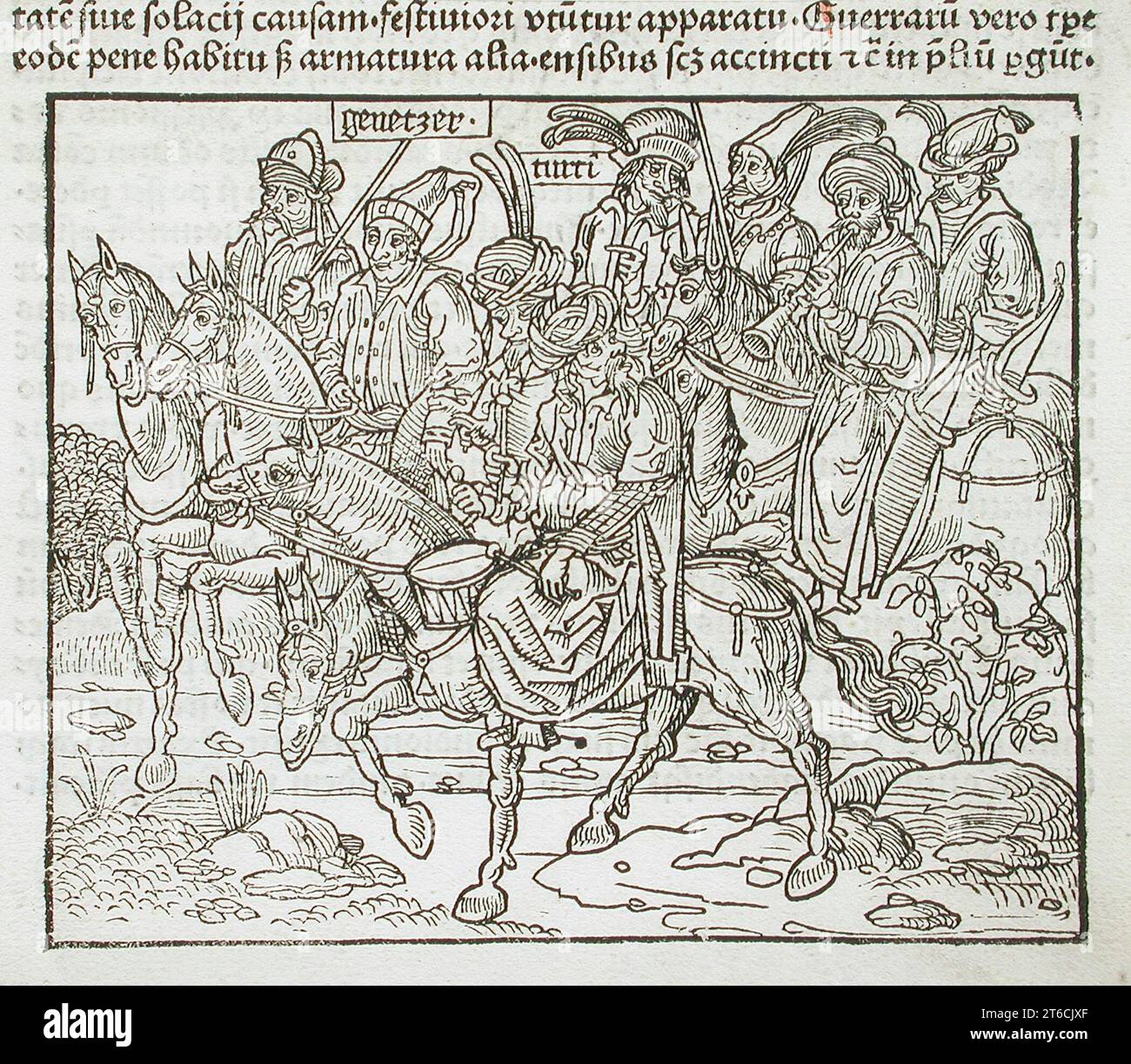 Mounted Turks, veröffentlicht 1486. Buch: Sanctae Peregrinationes von Breydenbach (Mainz, 1486). Stockfoto