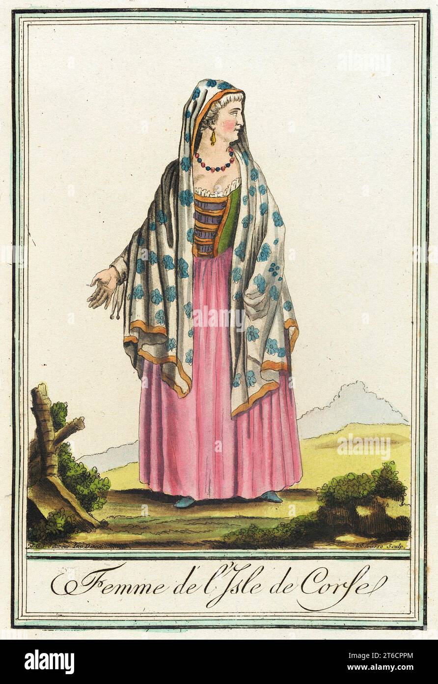 Kostüme de DifféMiete zahlt, 'Femme de l'Isle de Corse', c1797. Stockfoto