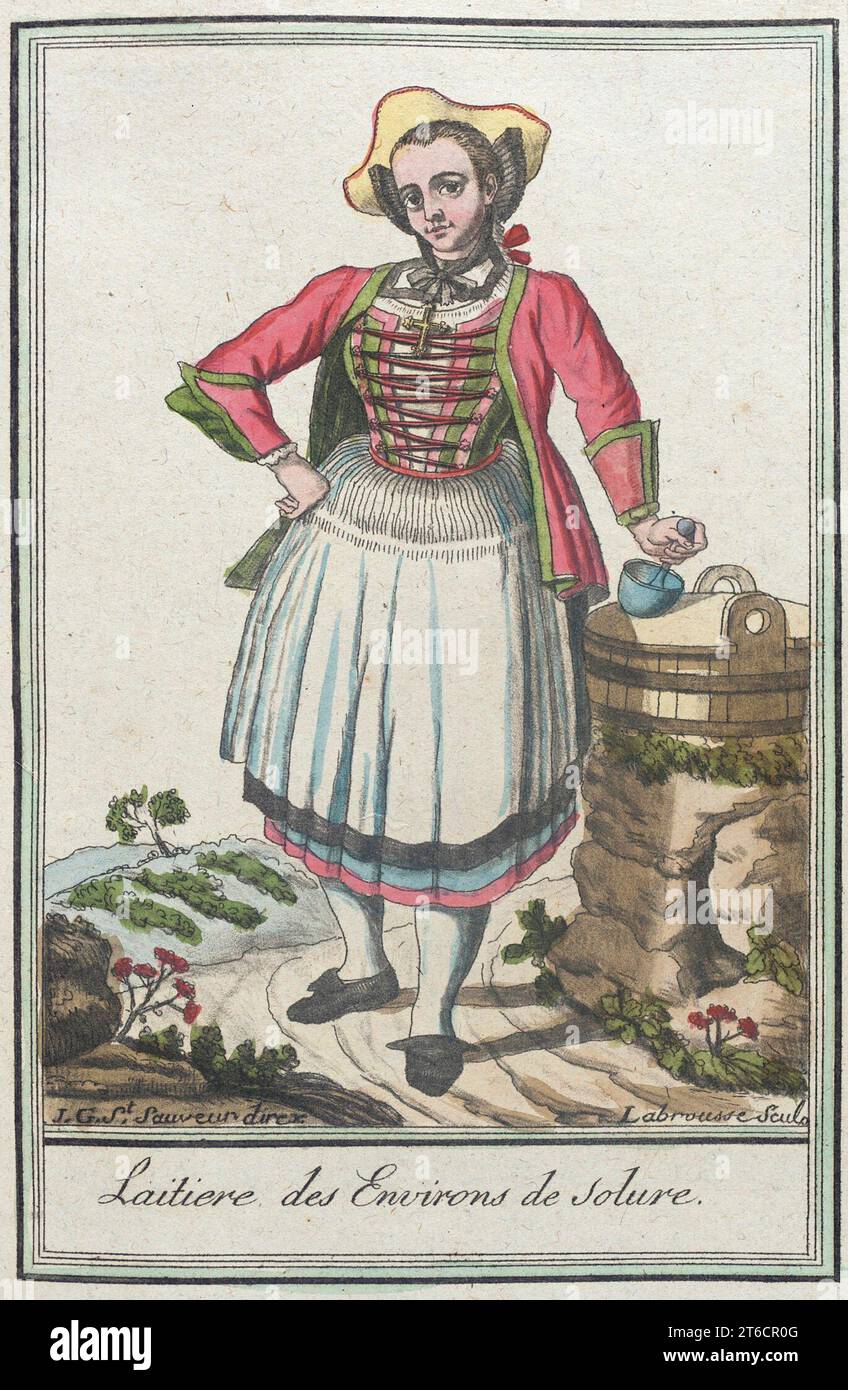 Kostüme de DifféMiete zahlt, 'Laitiere des environs de Solure', c1797. Stockfoto