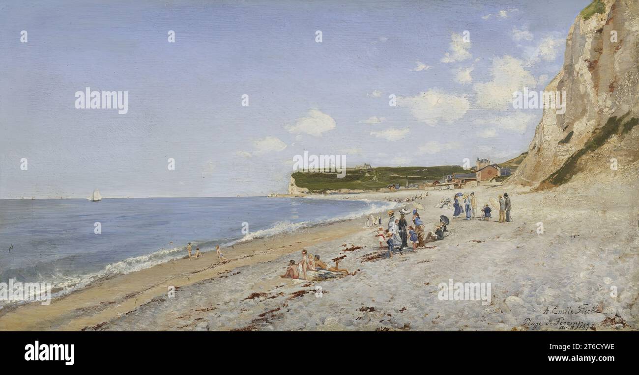 The Beach at F&#xe9;Camp, 1875. Flick wurde zwischen 1870 und 1882 in den Pariser Salons ausgestellt. Obwohl er nicht Mitglied der impressionistischen Gruppe war, teilte er mit ihnen ein Interesse an der Malerei im Freien. Seine Technik, mit ihrer Liebe zum Detail, war jedoch eher mit dem akademischen polnisch von J.-L.-E. verwandt Meissonier. Stockfoto