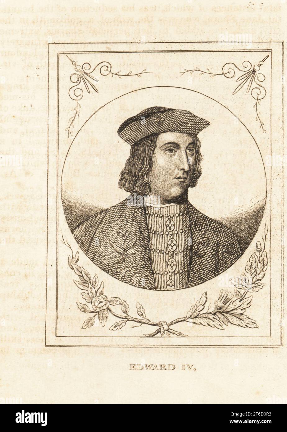 Porträt von König Eduard IV., 1442-1483. Kupferstich aus M. A. Jones History of England von Julius Caesar bis George IV., G. Virtue, 26 Ivy Lane, London, 1836. Stockfoto