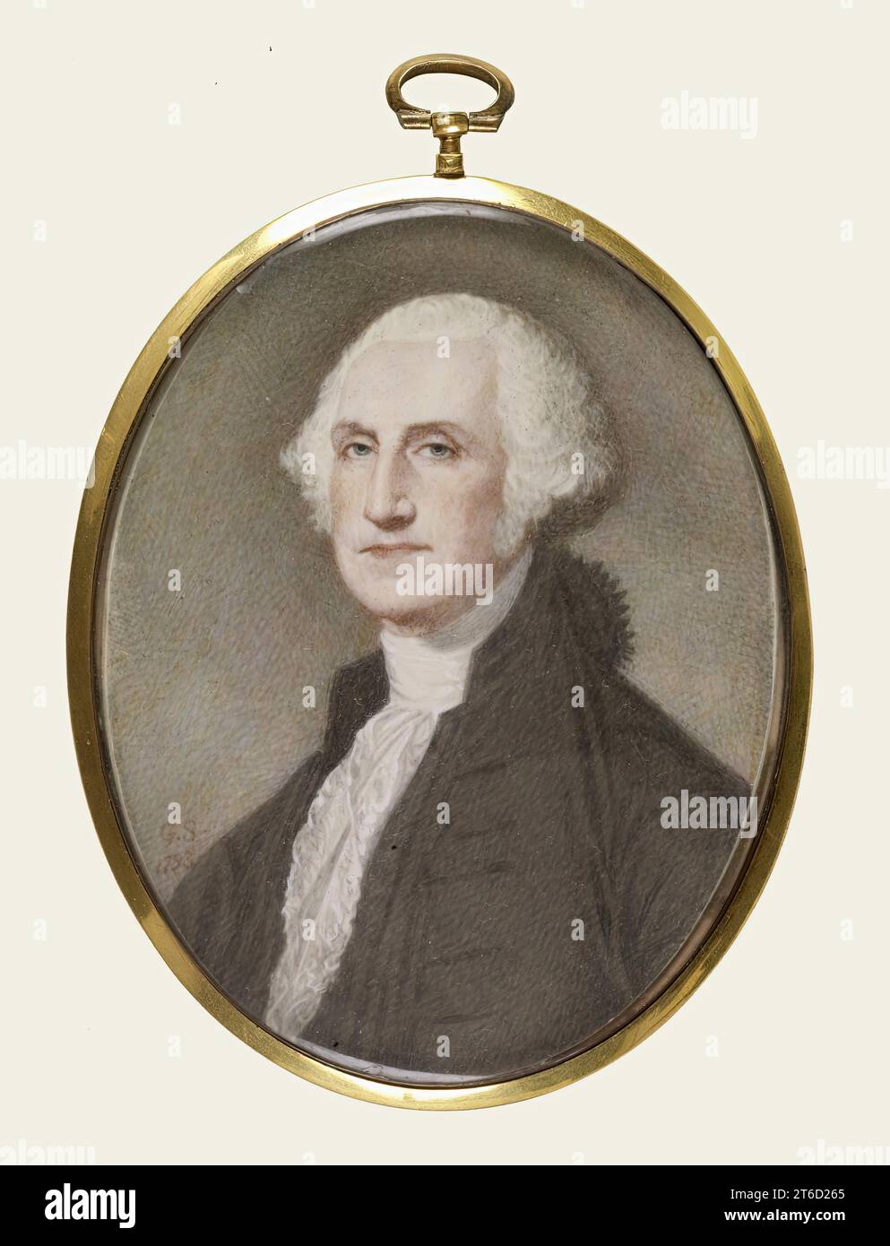 George Washington, 1793. Nach George Washingtons Tod 1799 wollten viele Amerikaner Porträts des ersten Präsidenten und revolutionären Helden besitzen. Miniaturen waren ein beliebtes Format für diese Denkmäler. Dieses Bild ist nach einem Porträt von Gilbert Stuart. Stockfoto