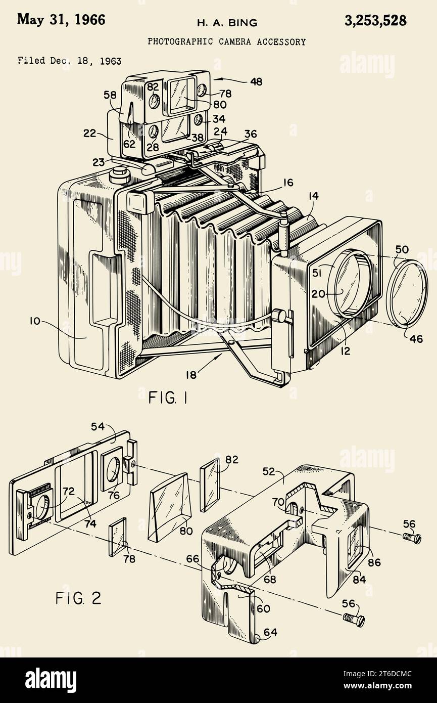 1966 Vintage-Kameraposter, patentiert Stock Vektor