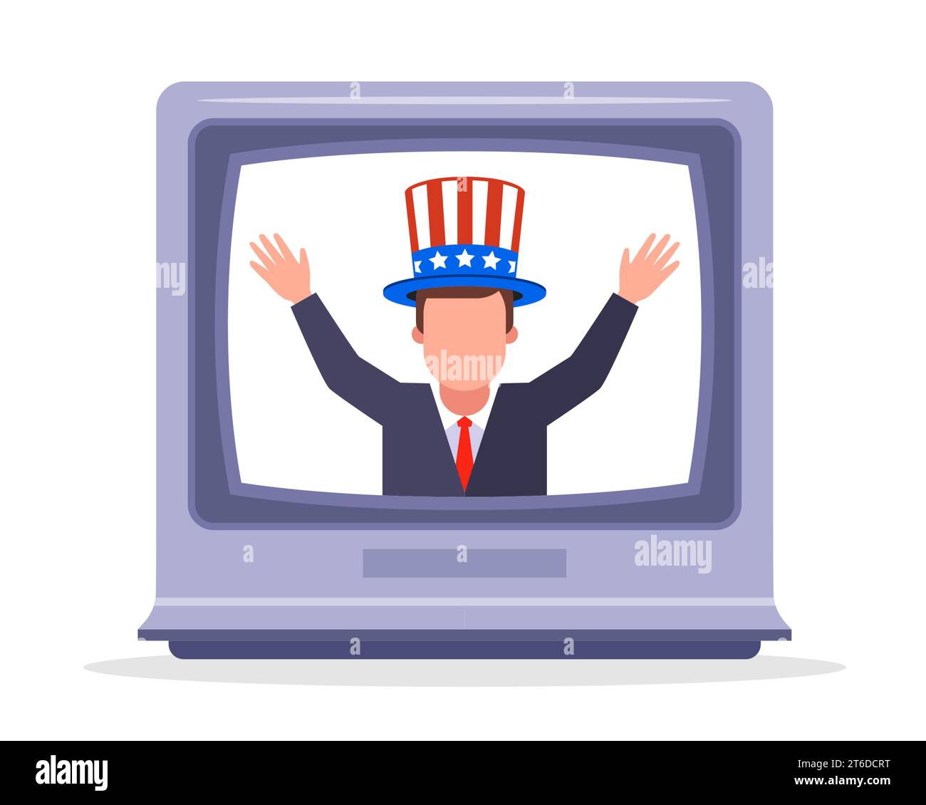 US-Propaganda im Fernsehen. Illustration des flachen Vektors. Stock Vektor