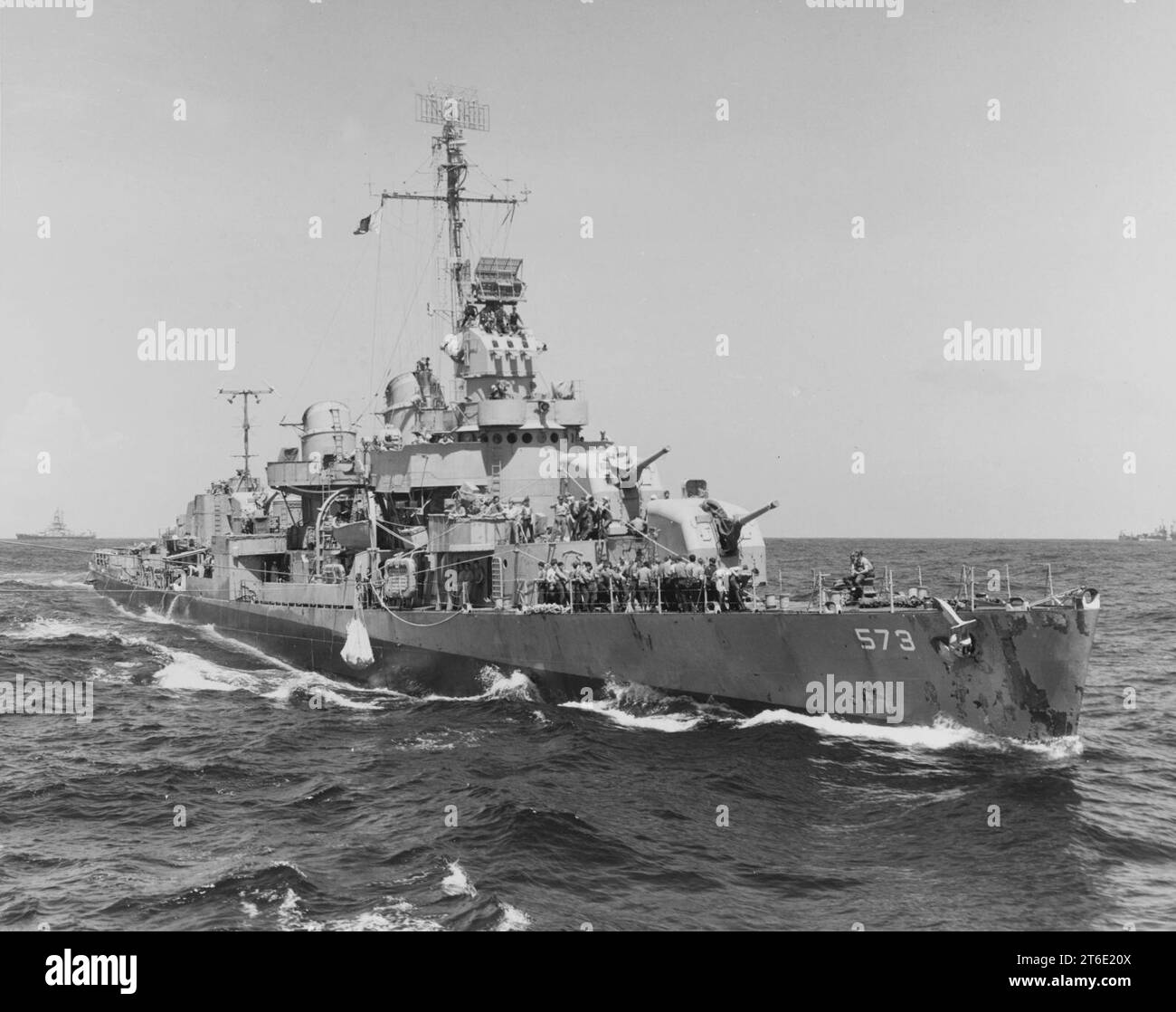 USS Harrison (DD-573) am 5. März 1945 in der Nähe von Ulithi, Caroline Islands Stockfoto