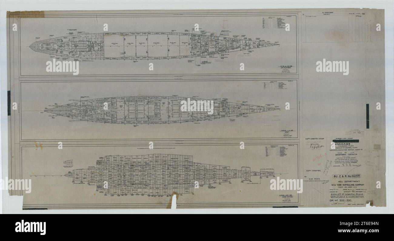 USS Indianapolis (CA-35) Booklet of General Plans Sheet 166008 Stockfoto