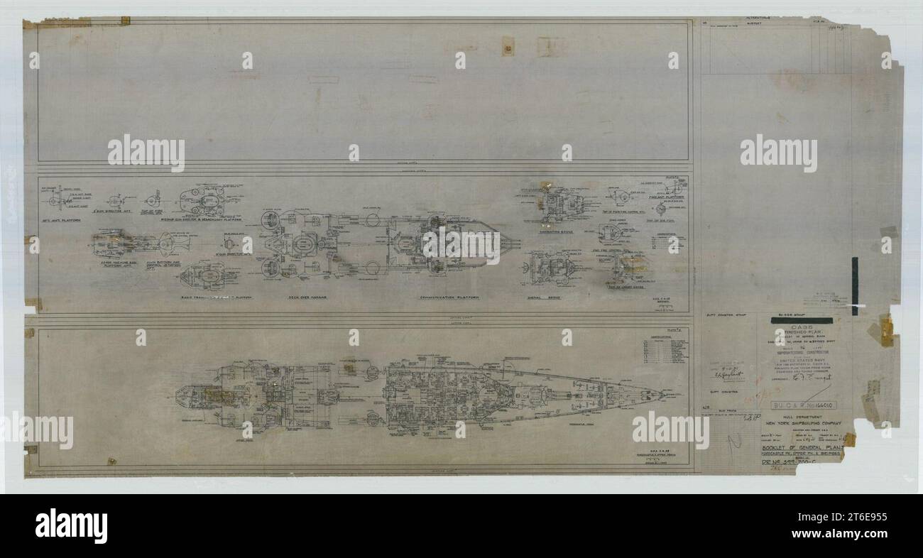 USS Indianapolis (CA-35) Booklet of General Plans Sheet 166010 Stockfoto