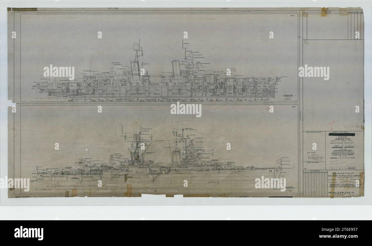 USS Indianapolis (CA-35) Booklet of General Plans Sheet 166012 Stockfoto