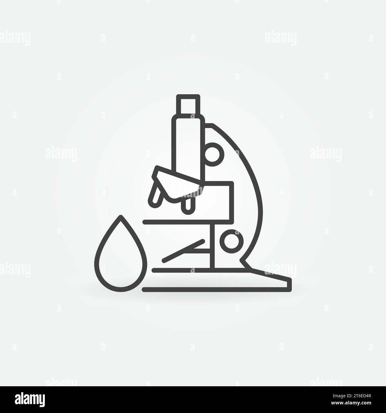 Mikroskop mit Thin Line Concept Symbol oder Designelement des Wassertropfenvektors Stock Vektor