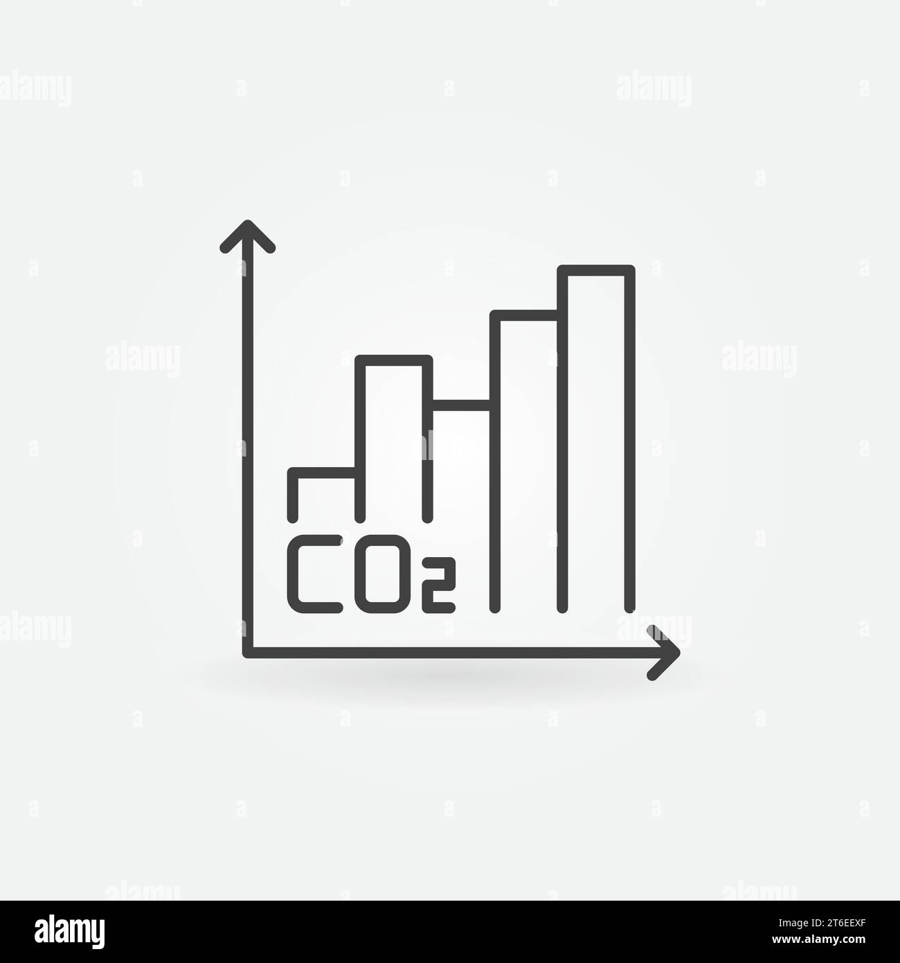 Kohlendioxid-CO2-Diagramm mit Balkendiagramm-Vektorkonzept-Symbol oder Zeichen im Umrissstil Stock Vektor