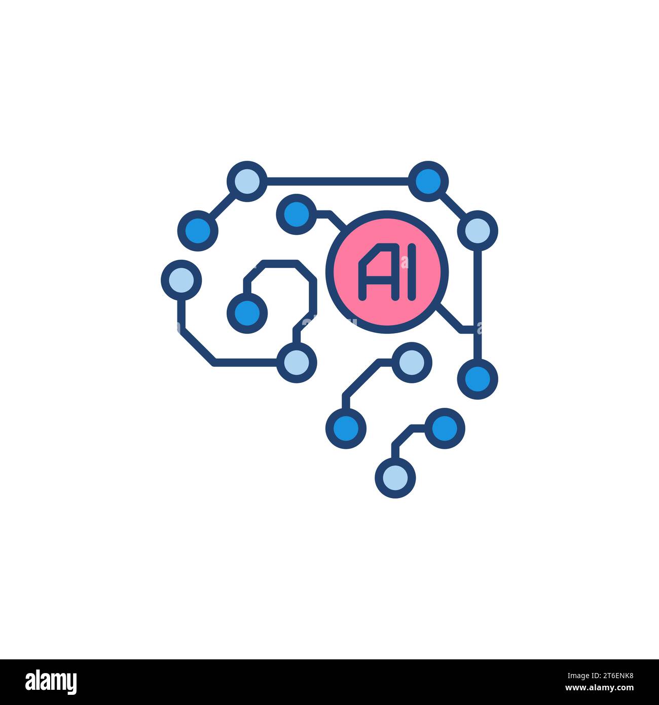 KI - Künstliche Intelligenz Gehirn farbiges Symbol - Cyberbrain Vektor Konzept kreatives Symbol. Seitenansicht Stock Vektor