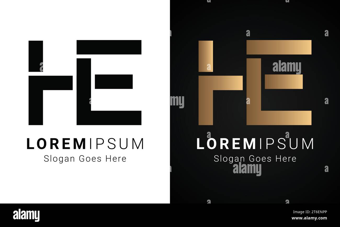 Luxuriöses Initial HE- oder EH-Monogramm-Logo-Design Stock Vektor
