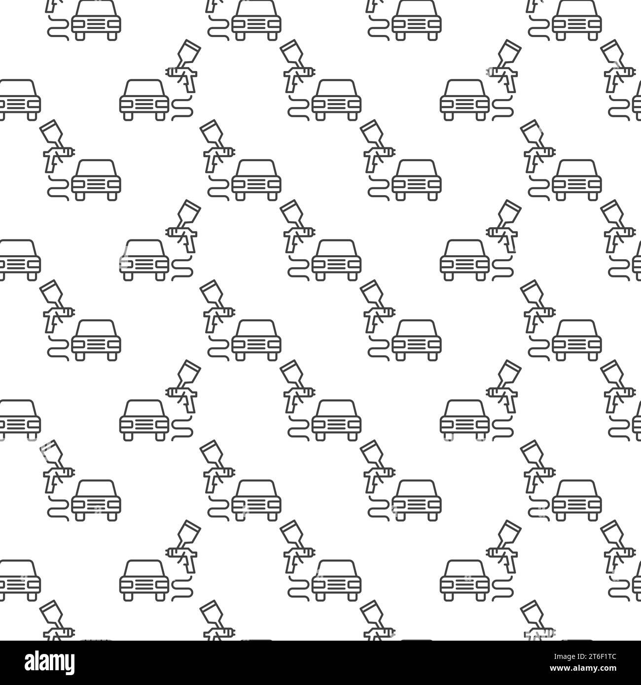 Das geometrische Konzept der Fahrzeuglackierung umreißt ein minimales nahtloses Muster. Lacksprühpistole mit Auto-Vektor-Hintergrund Stock Vektor