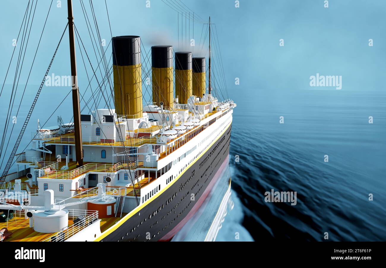 Steamboat Ocean Liner Schiff Detail Rückansicht 3D-Renderbild in HDR Stockfoto