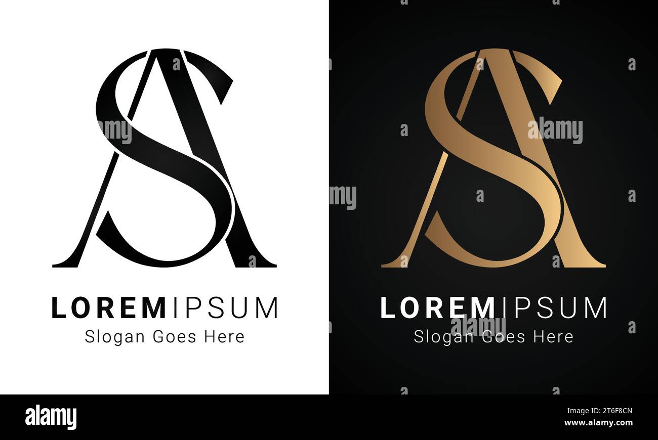 Luxuriöses Initial SA- oder AS-Monogramm-Logo-Design Stock Vektor
