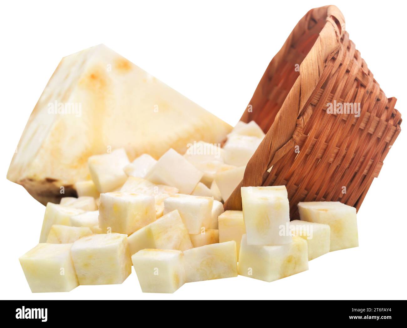 Organische Selleriewurzel isoliert geschnitten Stockfoto
