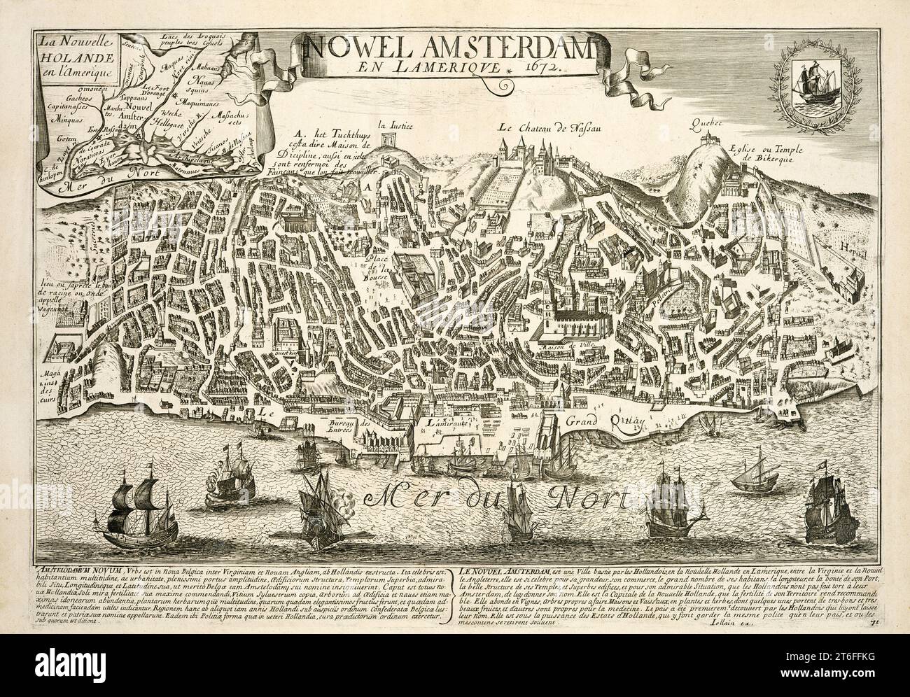 Alte Karte von Neu Amsterdam. Pub. Im Jahr 1672 Stockfoto