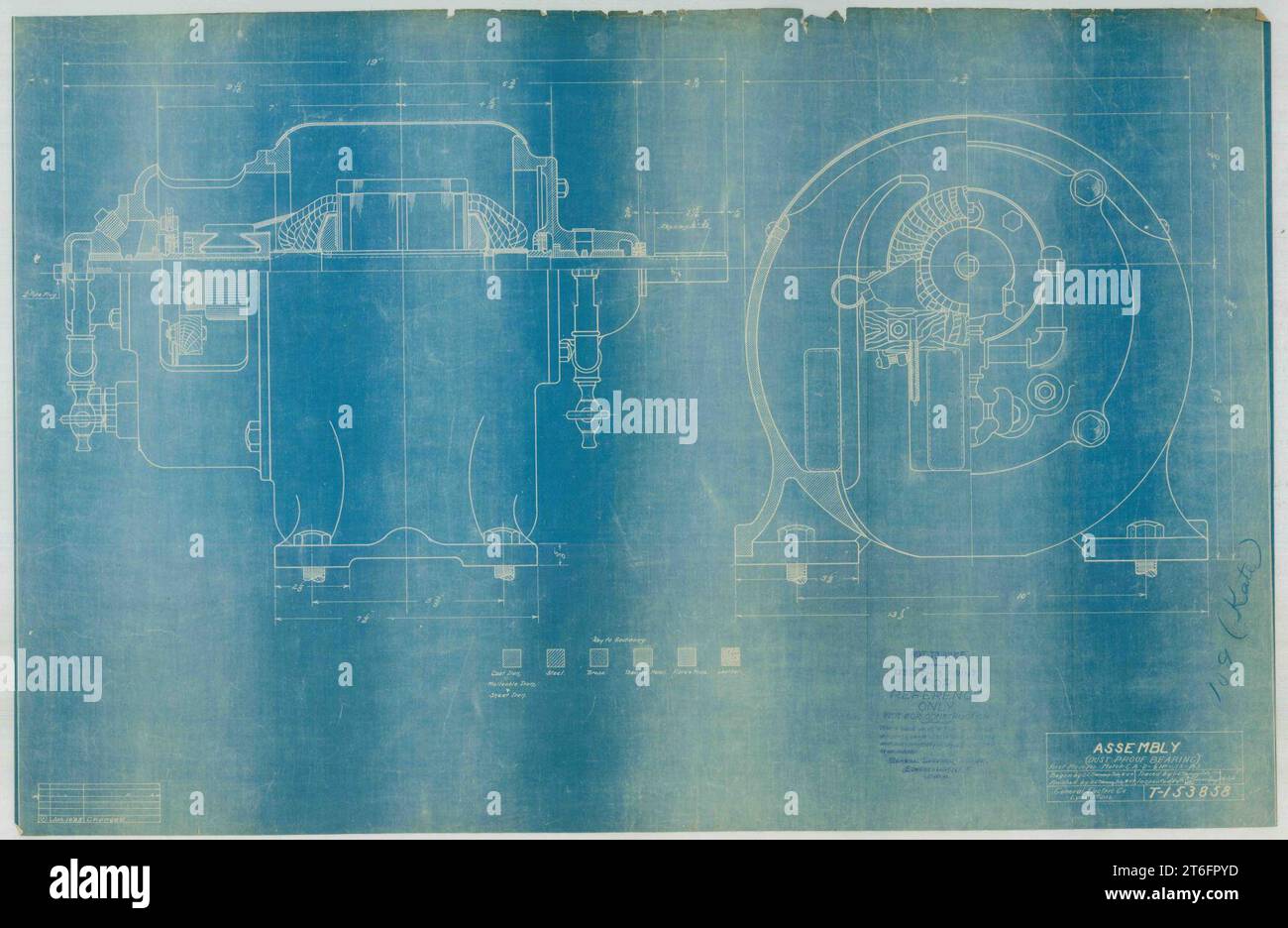 USS Tennessee (ACR-10)- Montage (staubdichtes Lager) zuerst für Motor CA - 2 - 1-2 PS - SS -B3 hergestellt Stockfoto