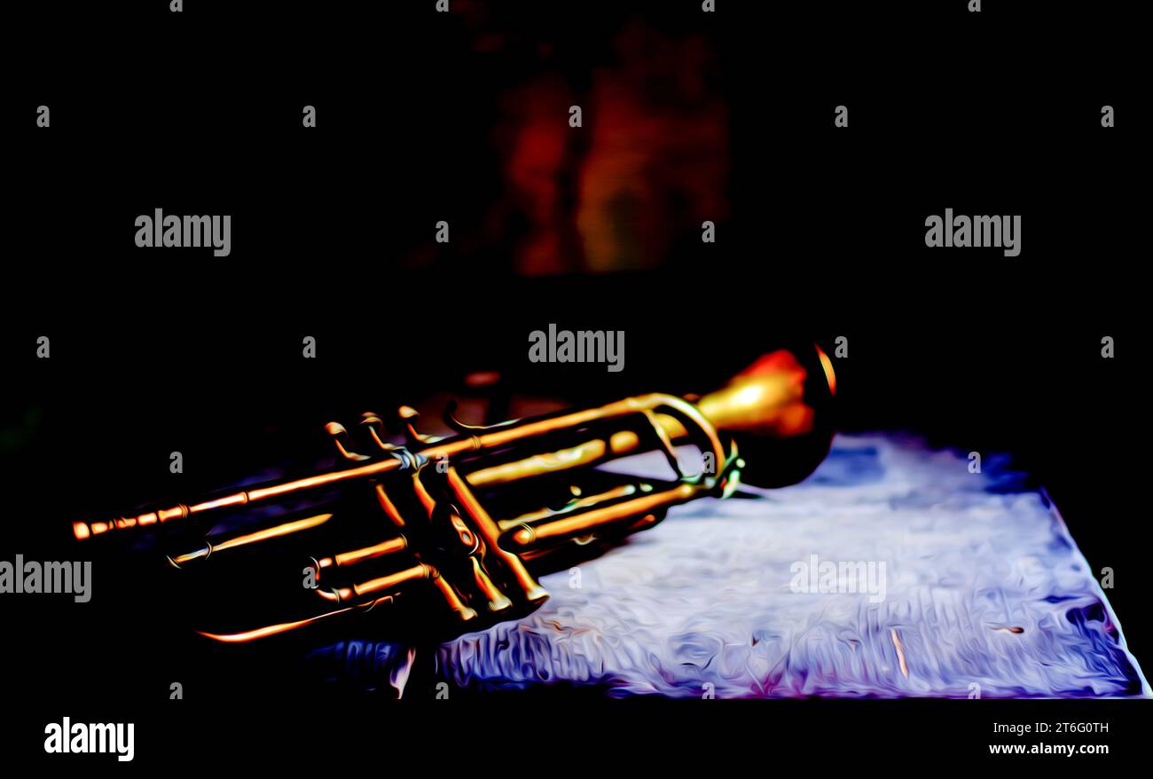 Die Trompete ist das perfekte Instrument, um guten alten Jazz zu spielen Stockfoto