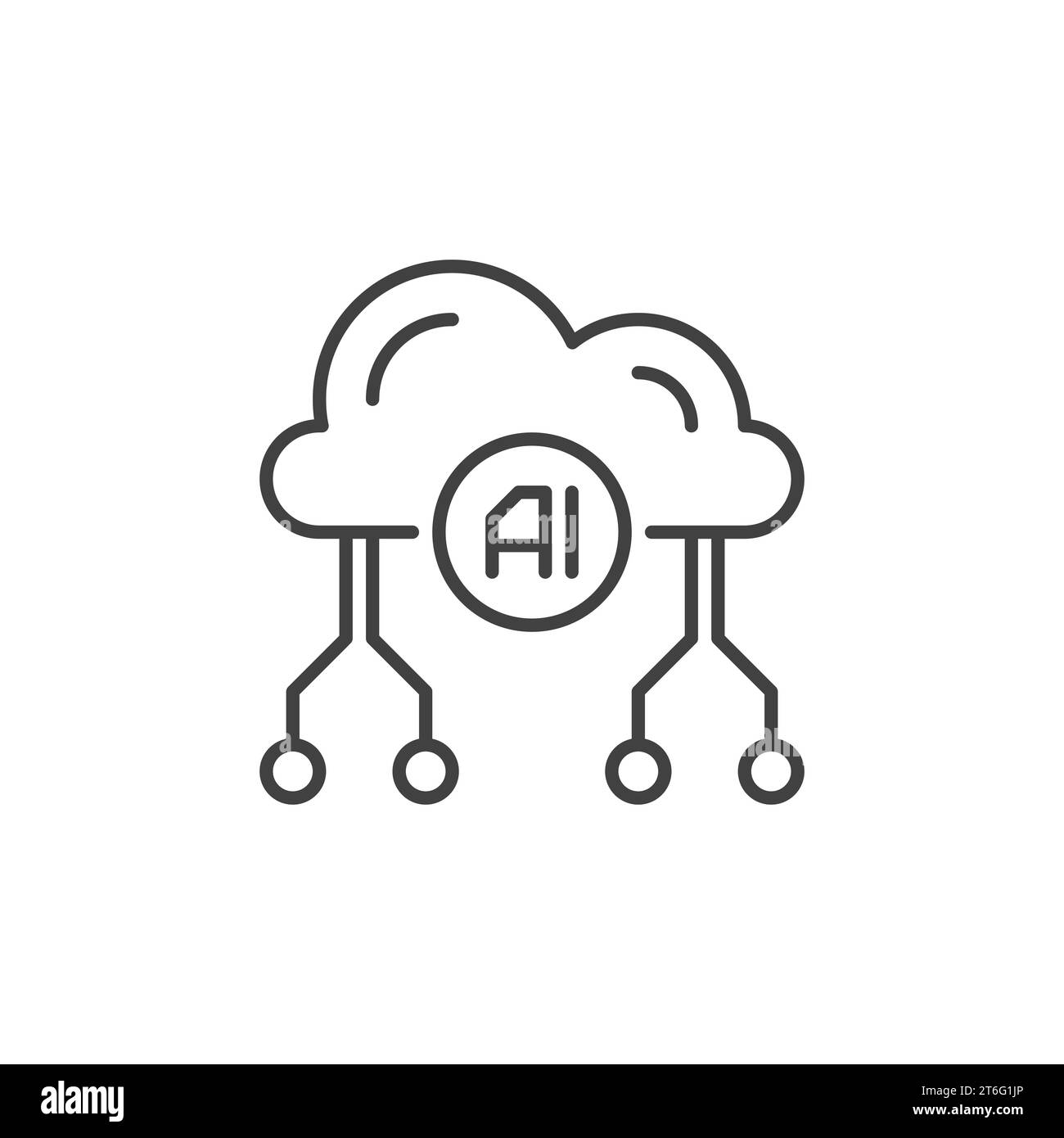 KI-Wolkenvektor Künstliche Intelligenz Konzept lineares Symbol oder Symbol Stock Vektor