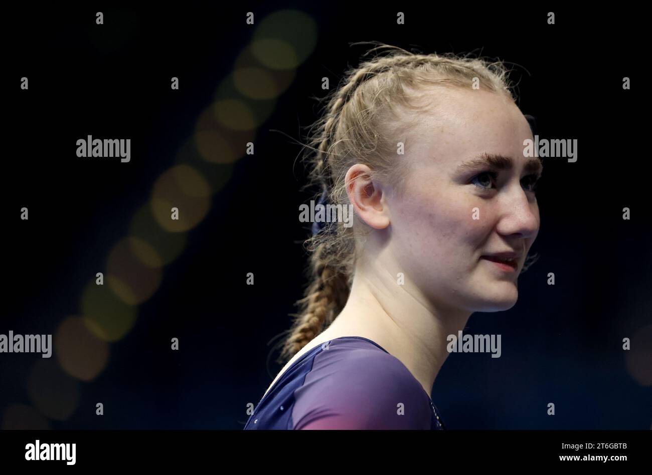 Der britische Molly McKenna am zweiten Tag der FIG-Trampolin-Turn-Weltmeisterschaft 2023 in der Utilita Arena in Birmingham. Bilddatum: Freitag, 10. November 2023. Stockfoto