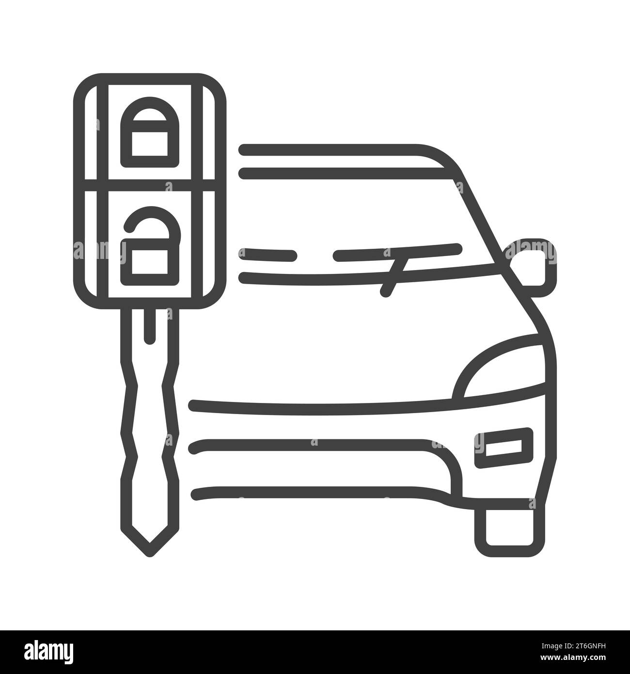 Autovermietung oder Miete Vektorkonzept lineares Symbol oder Symbol Stock Vektor