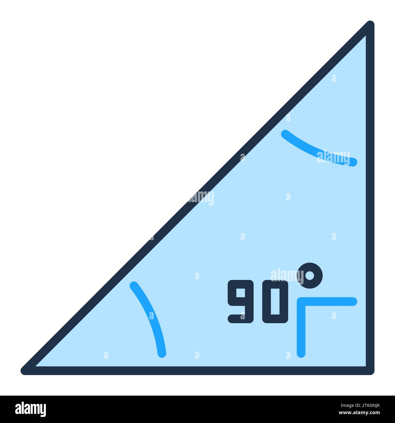 Mathematik 90 Grad Winkel Vektor Rechtes Dreieck Konzept blaues Symbol oder Symbol Stock Vektor