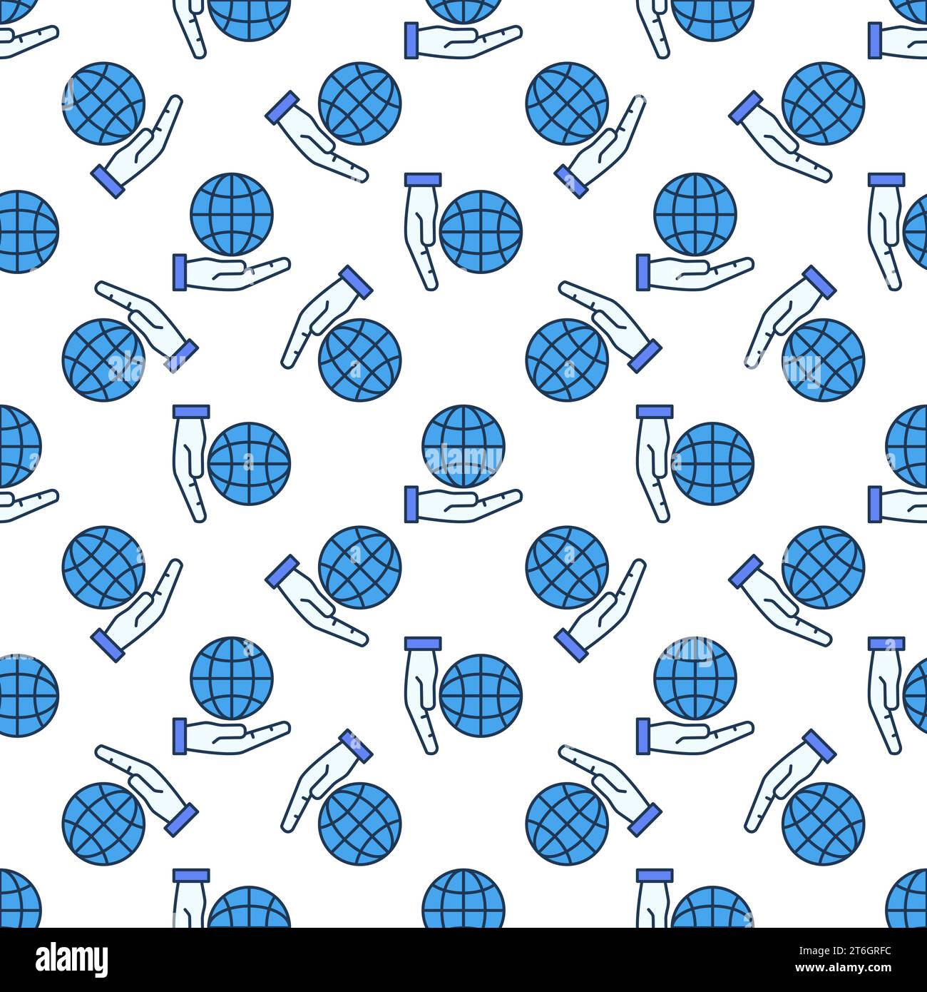 Hand mit Globe Vektor Konzept farbiges nahtloses Muster Stock Vektor