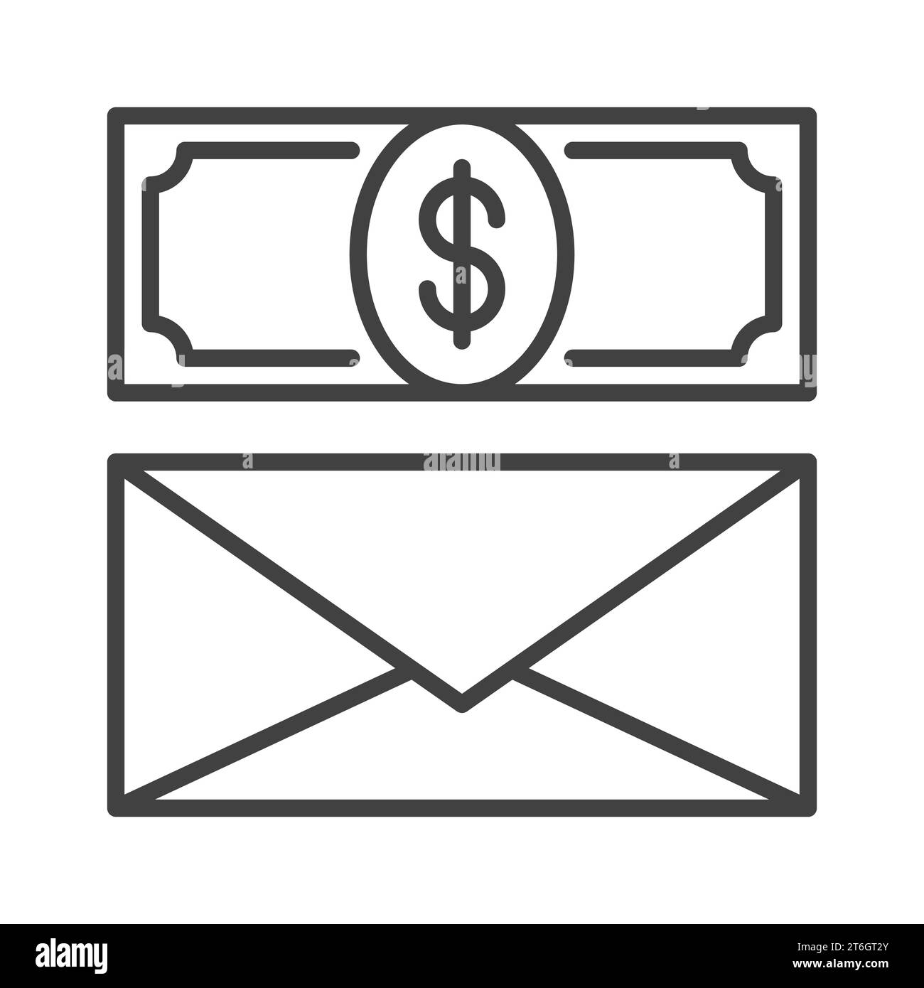Dollarscheine- und Umschlagvektor Korruptionskonzept dünne Linie Symbol oder Symbol Stock Vektor