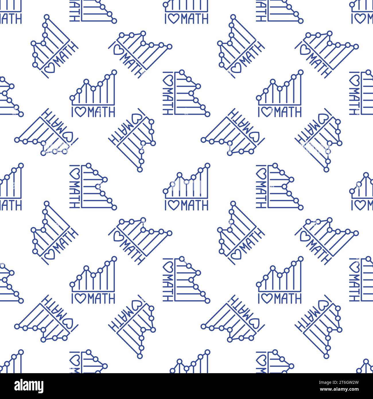 Ich liebe mathematische Vektor Mathematik Graph Konzept dünne Linien nahtloses Muster Stock Vektor