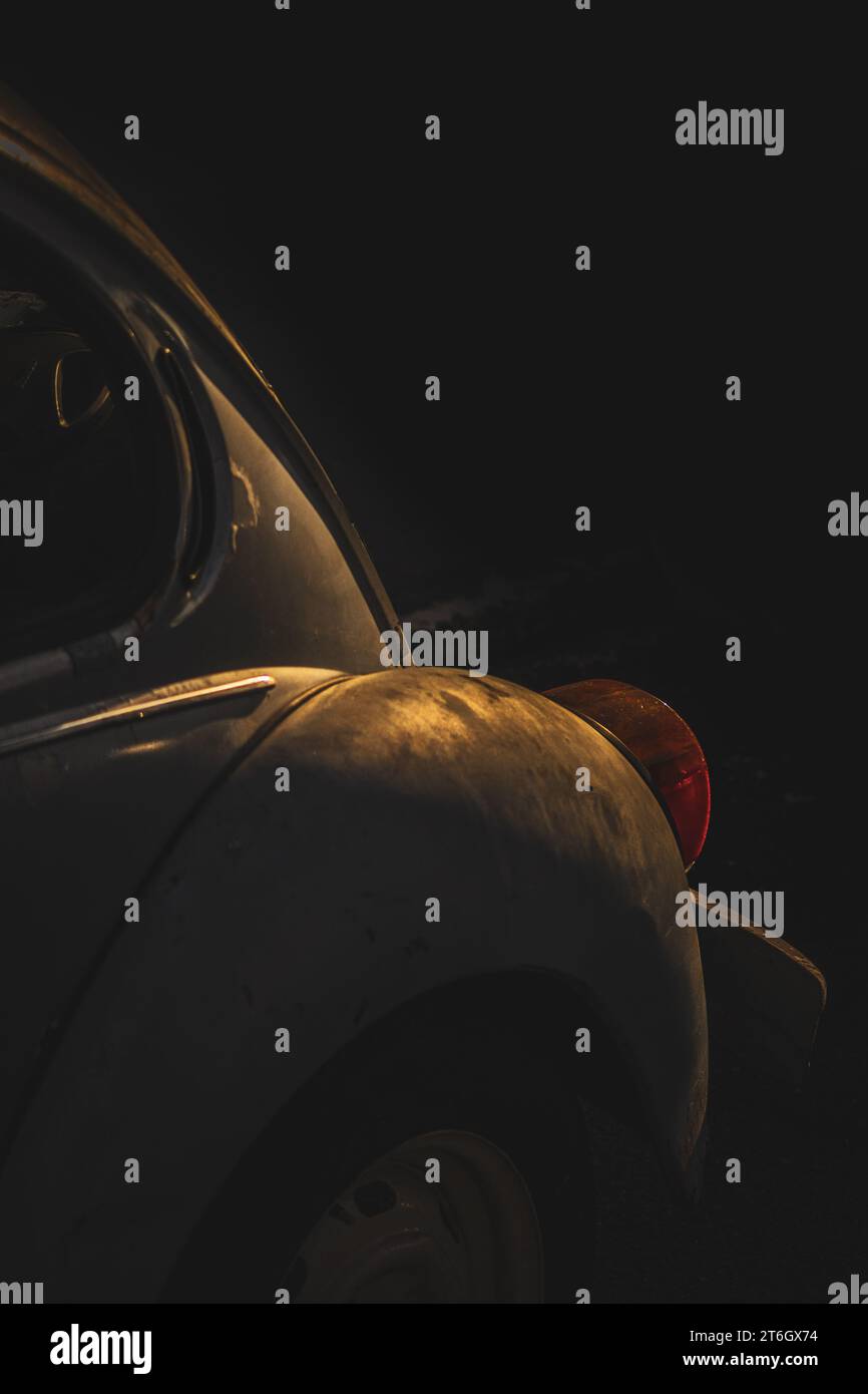 Volkswagen Käfer, Detail, Schwarzweiß, scharfer Kontrast, Mexiko, Veracruz, 2023 Stockfoto