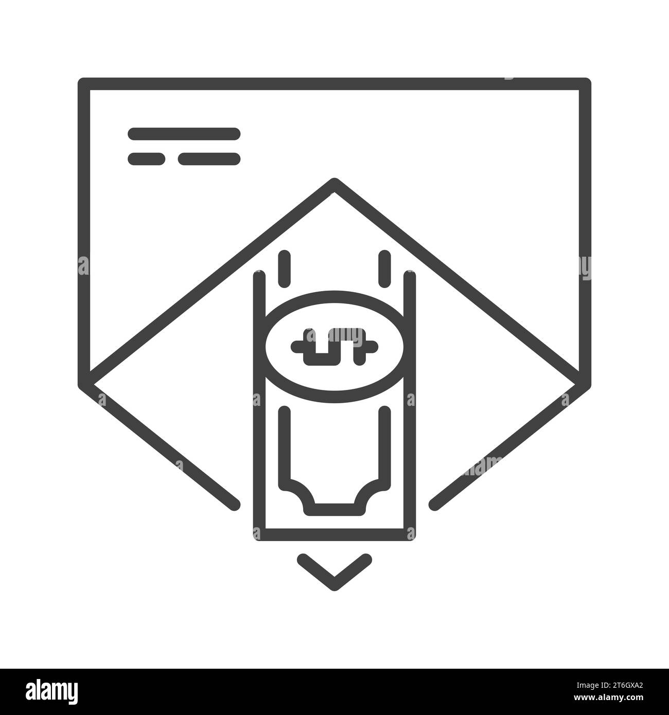 Umschlag mit Geldvektor Dollar-Banknotenkonzept-Symbol oder Zeichen in dünner Linie Stock Vektor